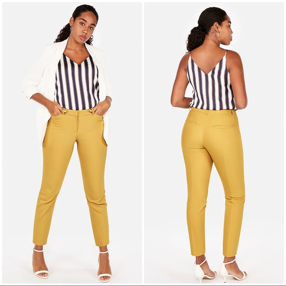 *SOLD* Express Mid Rise Ankle Curve Pant Gold - Picture 2 of 7